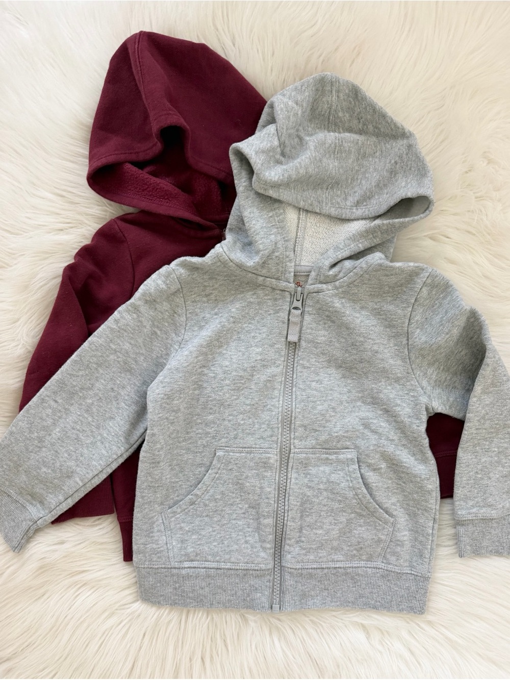 Cat & Jack Two-Pack Hoodies in Gray and Burgundy
